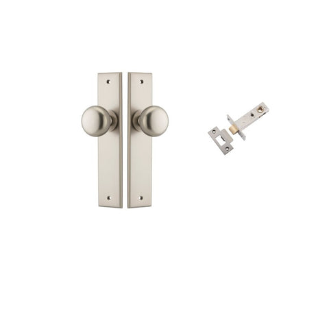 IVER Cambridge Door Knob On Chamfered Backplate | Passage Kit | 9 Finishes - Satin Nickel