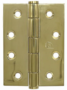 Superior Brass Butt Hinge Fixed Pin PVD Polished Brass PVD Anti-Tarnish Brass 100x75x2.5mm (Pair)