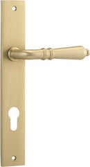 IVER Sarlat Lever Door Handle On Rectangular Backplate | Entrance Lever Set Only | 10 Finishes - Brushed Brass