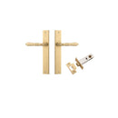 IVER Sarlat Lever Door Handle On Rectangular Backplate | Passage Kit | 10 Finishes - Brushed Brass