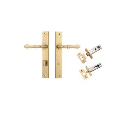 IVER Sarlat Lever Door Handle On Rectangular Backplate | Separate Privacy Kit | 10 Finishes - Brushed Brass