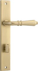 IVER Sarlat Lever Door Handle On Rectangular Backplate | Privacy Lever Set Only | 10 Finishes - Brushed Brass