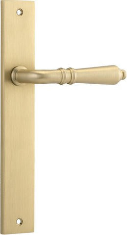 IVER Sarlat Lever Door Handle On Rectangular Backplate | Passage Lever Set Only | 10 Finishes - Brushed Brass