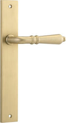IVER Sarlat Lever Door Handle On Rectangular Backplate | Passage Lever Set Only | 10 Finishes - Brushed Brass
