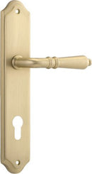 IVER Sarlat Lever Door Handle On Shouldered Backplate | Entrance Lever Set Only | 10 Finishes - Brushed Brass