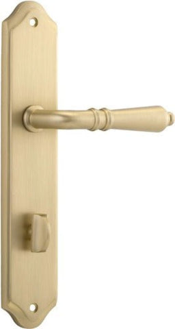 IVER Sarlat Lever Door Handle On Shouldered Backplate | Privacy Lever Set Only | 10 Finishes - Brushed Brass