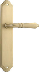 IVER Sarlat Lever Door Handle On Shouldered Backplate | Passage Lever Set Only | 10 Finishes - Brushed Brass