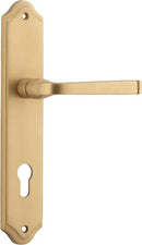 IVER Annecy Door Lever Handle On Shouldered Backplate | Entrance Lever Set Only | 9 Finishes - Brushed Brass