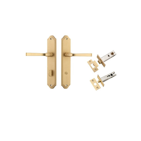 IVER Annecy Door Lever Handle On Shouldered Backplate | Separate Privacy Kit | 9 Finishes - Brushed Brass