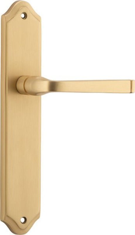 IVER Annecy Door Lever Handle On Shouldered Backplate | Passage Lever Set Only | 9 Finishes - Brushed Brass