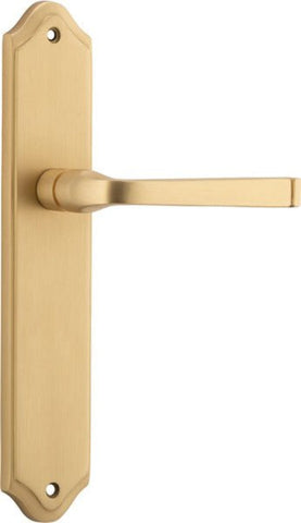 IVER Annecy Door Lever Handle On Shouldered Backplate | Passage Lever Set Only | 9 Finishes - Brushed Brass