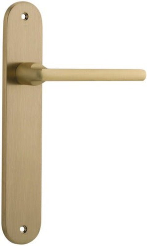 Iver Baltimore Solid Brass Door Lever on Oval Backplate | Passage Lever Set Only | 7 Finishes - Brushed Brass