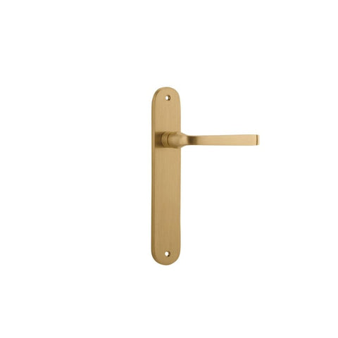 Iver Annecy Solid Brass Door Lever on Oval Backplate | Passage Lever Set Only | 9 Finishes - Brushed Brass