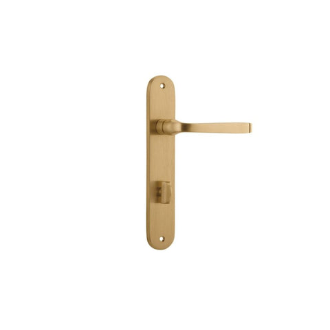 Iver Annecy Solid Brass Door Lever on Oval Backplate | Privacy Lever Set Only | 9 Finishes - Brushed Brass