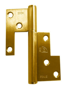 Superior Brass Universal Lift Off Hinge Ea - PVD Polished Brass 100x43.5x2.5mm PVD Anti-Tarnish Brass 100x45x2.5mm