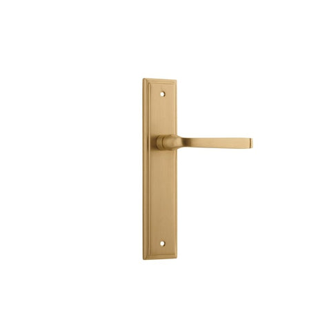 IVER Annecy Door Lever Handle On Stepped Backplate | Passage Lever Set Only | 9 Finishes - Brushed Brass