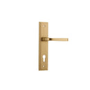 IVER Annecy Door Lever Handle On Stepped Backplate | Entrance Lever Set Only | 9 Finishes - Brushed Brass