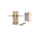 IVER Annecy Door Lever Handle On Stepped Backplate | Entrance Kit (Key/Thumb) | 9 Finishes - Brushed Brass