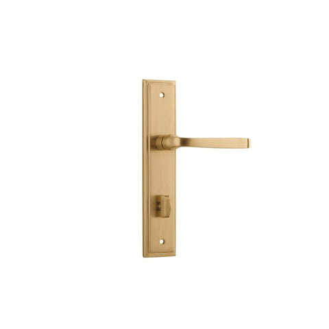 IVER Annecy Door Lever Handle On Stepped Backplate | Privacy Lever Set Only | 9 Finishes - Brushed Brass