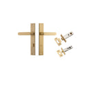 IVER Bronte Door Lever Handle On Rectangular Backplate | Separate Privacy Kit | 7 Finishes - Brushed Brass