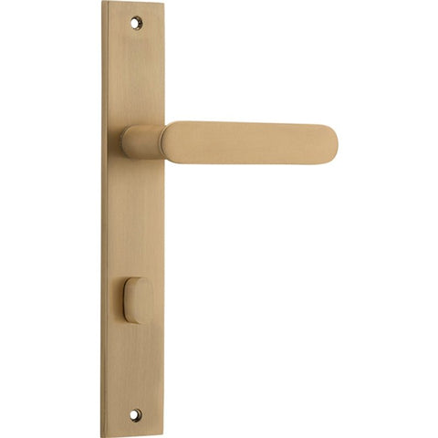 IVER Bronte Door Lever Handle On Rectangular Backplate | Privacy Lever Set Only | 7 Finishes - Brushed Brass