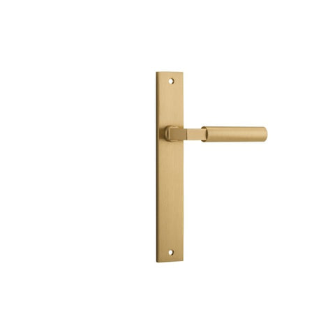 IVER Berlin Door Lever Handle On Rectangular Backplate | Passage Lever Set Only | 7 Finishes - Brushed Brass