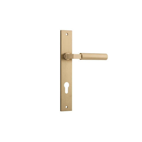 IVER Berlin Door Lever Handle On Rectangular Backplate | Entrance Lever Set Only | 7 Finishes - Brushed Brass