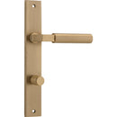 IVER Berlin Door Lever Handle On Rectangular Backplate | Privacy Lever Set Only | 7 Finishes - Brushed Brass