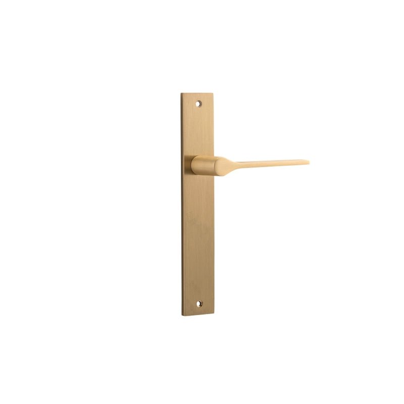 IVER Como Door Lever Handle On Rectangular Backplate | Passage Lever Set Only | 7 Finishes - Brushed Brass