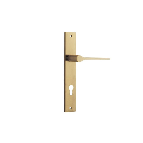 IVER Como Door Lever Handle On Rectangular Backplate | Entrance Lever Set Only | 7 Finishes - Brushed Brass