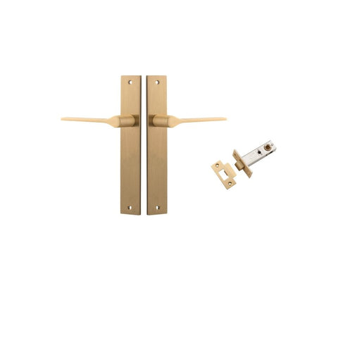 IVER Como Door Lever Handle On Rectangular Backplate | Passage Kit | 7 Finishes - Brushed Brass