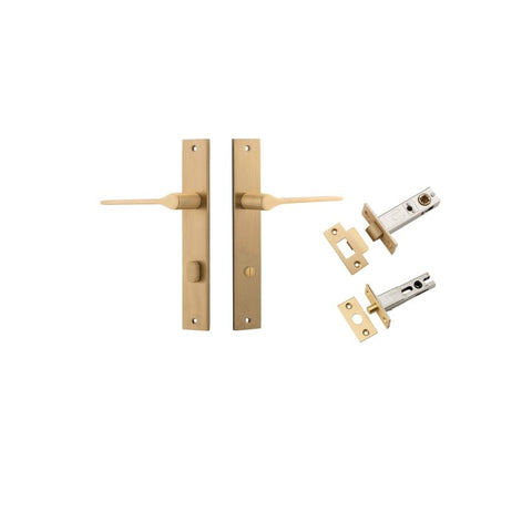IVER Como Door Lever Handle On Rectangular Backplate | Separate Privacy Kit | 7 Finishes - Brushed Brass