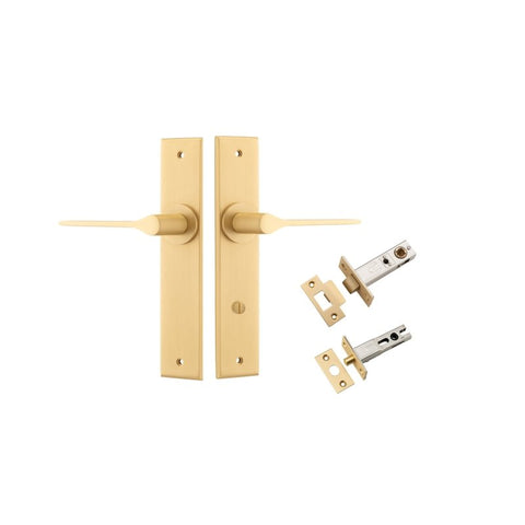 IVER Como Door Lever Handle On Chamfered Backplate | Separate Privacy Kit | 7 Finishes - Brushed Brass