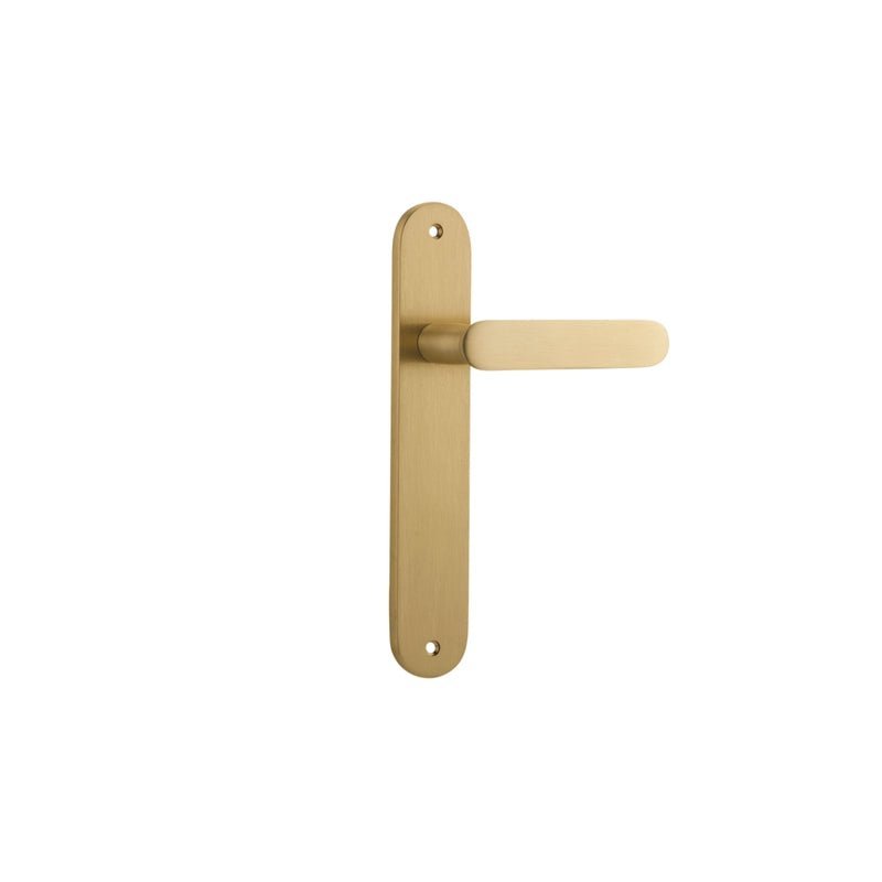 Iver Bronte Solid Brass Door Lever on Oval Backplate | Passage Lever Set Only | 7 Finishes - Brushed Brass