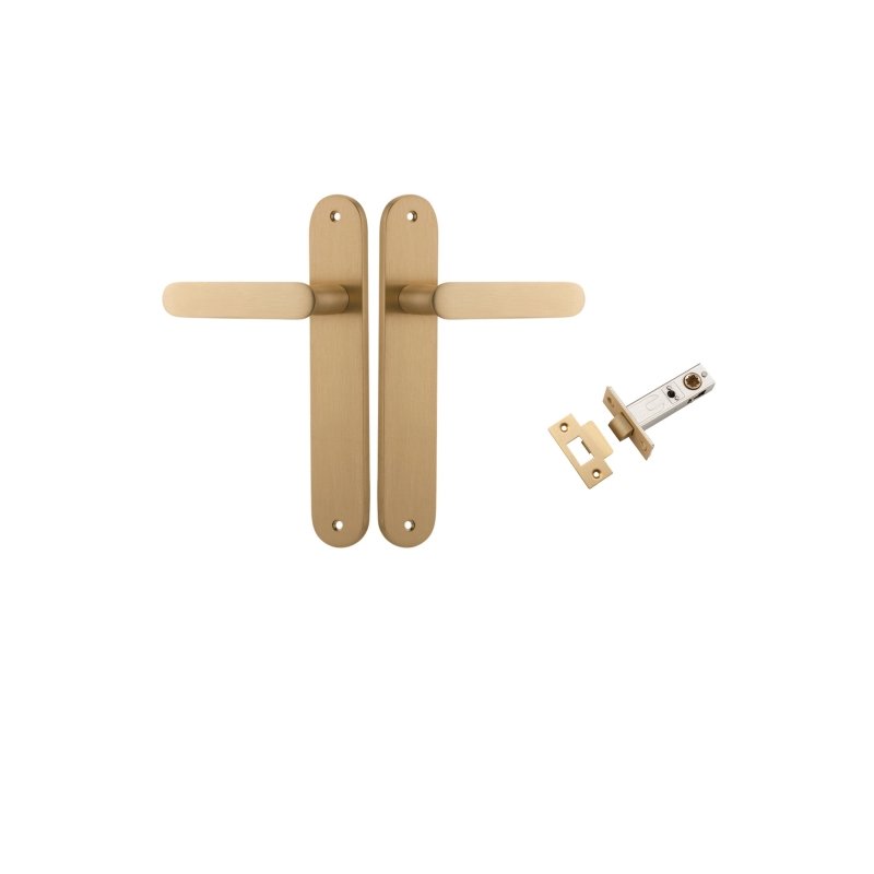 Iver Bronte Solid Brass Door Lever on Oval Backplate | Passage Kit | 7 Finishes - Brushed Brass