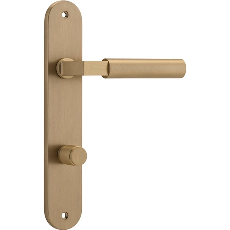Iver Berlin Solid Brass Door Lever on Oval Backplate | Privacy Lever Set Only | 7 Finishes - Brushed Brass