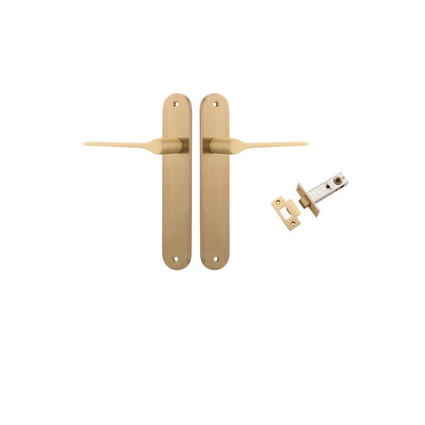 IVER Como Door Lever Handle On Oval Backplate | Passage Kit | 7 Finishes - Brushed Brass