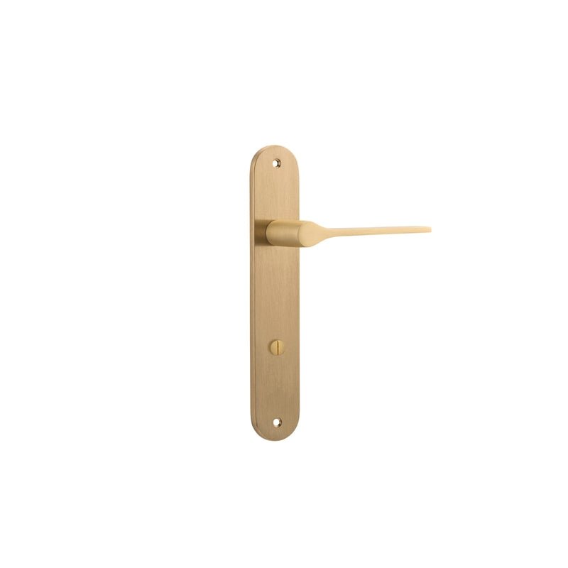 IVER Como Door Lever Handle On Oval Backplate | Privacy Lever Set Only | 7 Finishes - Brushed Brass