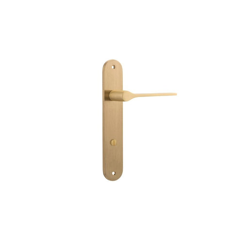 IVER Como Door Lever Handle On Oval Backplate | Privacy Lever Set Only | 7 Finishes - Brushed Brass