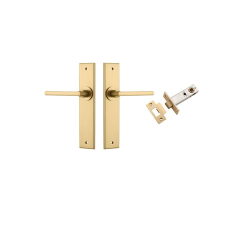 Iver Baltimore Door Lever Handle on Chamfered Backplate | Passage Kit | 7 Finishes - Brushed Brass