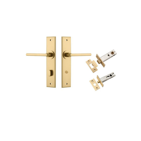 Iver Baltimore Door Lever Handle on Chamfered Backplate | Separate Privacy Kit | 7 Finishes - Brushed Brass