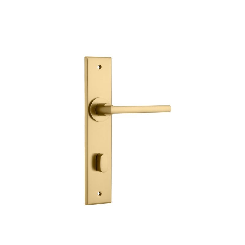 Iver Baltimore Door Lever Handle on Chamfered Backplate | Privacy Lever Set Only | 7 Finishes - Brushed Brass