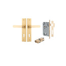 IVER Bronte Door Lever Handle On Chamfered Backplate | Entrance Kit (Key/Key) | 7 Finishes - Brushed Brass