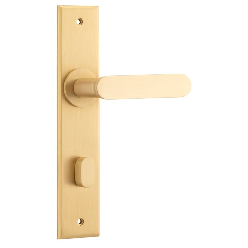 IVER Bronte Door Lever Handle On Chamfered Backplate | Privacy Lever Set Only | 7 Finishes - Brushed Brass