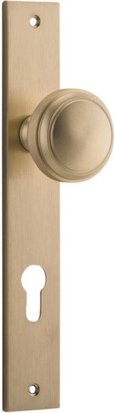 IVER Paddington Door Knob On Rectangular Backplate | Entrance Lever Set Only | 9 Finishes - Brushed Brass