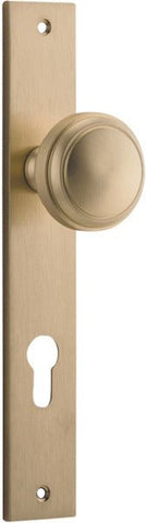 IVER Paddington Door Knob On Rectangular Backplate | Entrance Lever Set Only | 9 Finishes - Brushed Brass