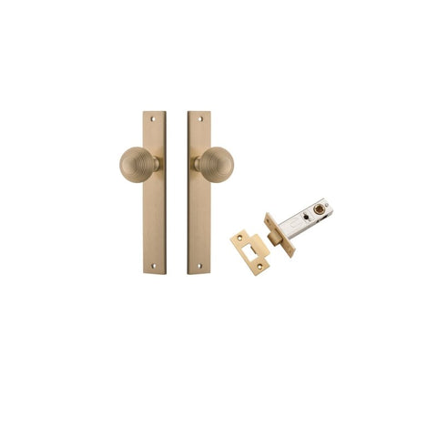 IVER Guildford Door Knob On Rectangular Backplate | Passage Kit | 9 Finishes - Brushed Brass