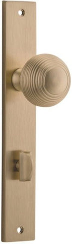 IVER Guildford Door Knob On Rectangular Backplate | Privacy Lever Set Only | 9 Finishes - Brushed Brass