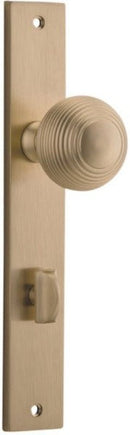 IVER Guildford Door Knob On Rectangular Backplate | Privacy Lever Set Only | 9 Finishes - Brushed Brass