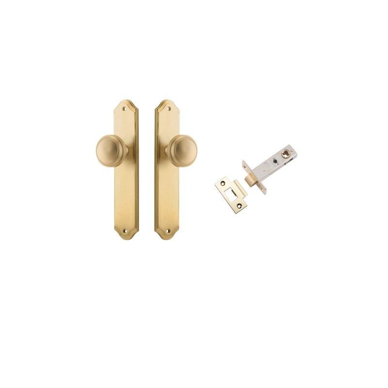 IVER Paddington Door Knob On Shouldered Backplate | Passage Kit | 9 Finishes - Brushed Brass